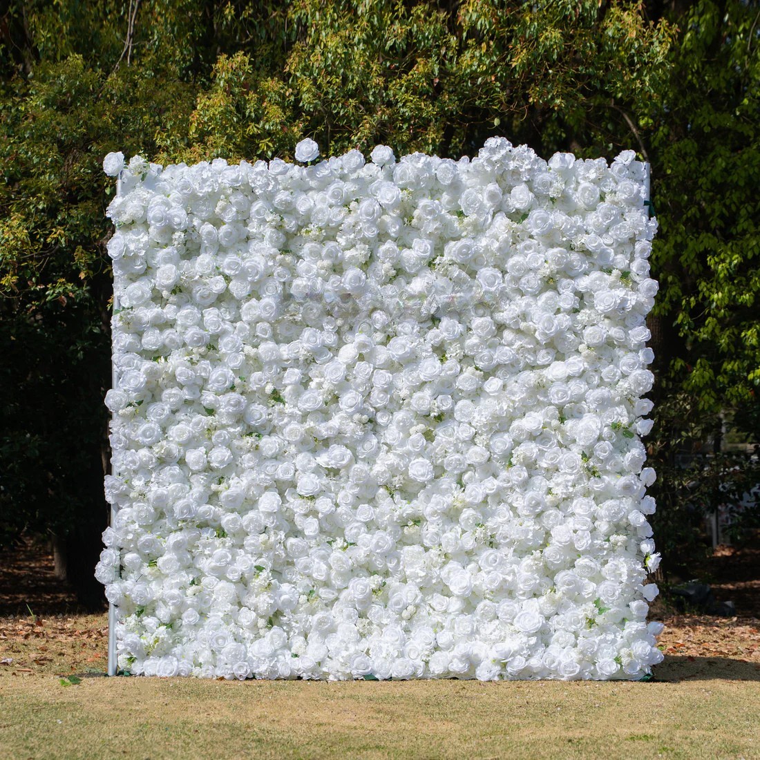 White flower wall rental setup